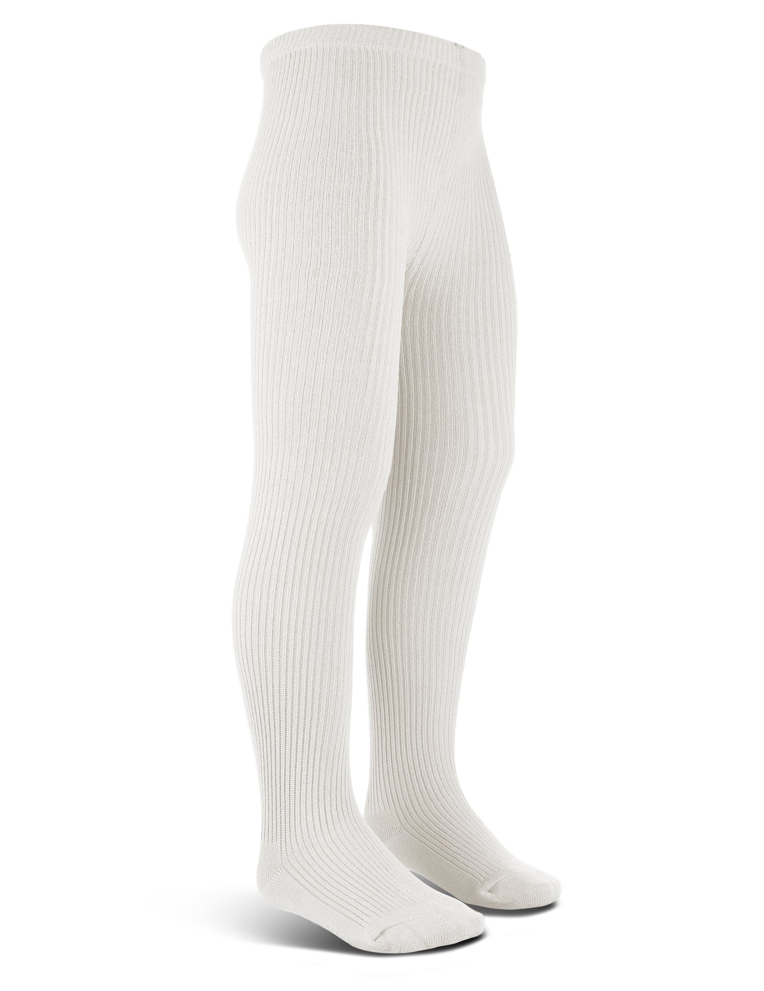 Thin Ribbed | White Cotton Tights